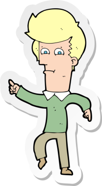 Bir insan tarafından çizilmiş bir karikatür adamın çıkartması.