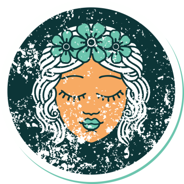 Bir insan tarafından çizilmiş bir bakirenin sembolik dövmeli görüntüsü.