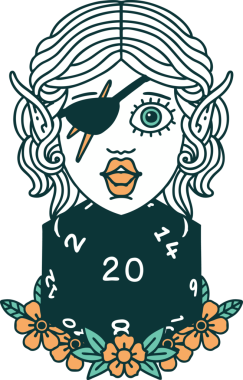 Retro Dövme Tarzı Bir insan tarafından çizilmiş doğal yirmilik zarlı düzenbaz karakter