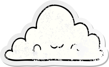 Bir insan tarafından çizilmiş şirin bir karikatür bulutunun sıkıntılı çıkartması.