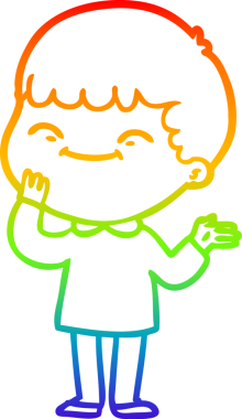 gökkuşağı gradyan çizgi çizimi bir insan tarafından çizilmiş mutlu bir çocuk