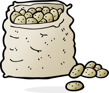 Bir insan tarafından çizilmiş patates çuvalı.