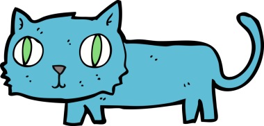 Bir insan tarafından çizilmiş çizgi film kedisi.