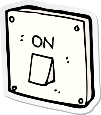 Bir insan tarafından çizilmiş çizgi film lambası etiketi.