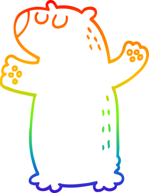 Gökkuşağı gradyan çizgi çizimi bir insan tarafından çizilmiş bir ayı