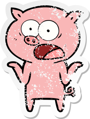 Bir insan tarafından çizilmiş bağıran bir domuzun sıkıntılı çıkartması.