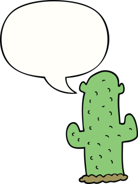 bir insan tarafından çizilmiş konuşma baloncuklu çizgi film kaktüsü.