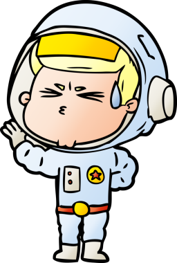 Çizgi film bir insan tarafından çizilmiş astronot.