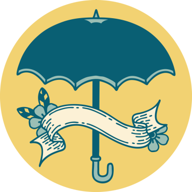 bir insan tarafından çizilmiş bir şemsiye pankartı ile dövme biçimi simgesi