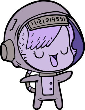 Bir insan tarafından çizilmiş astronot kadın.