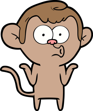 Bir insan tarafından çizilmiş kafası karışmış bir maymun.