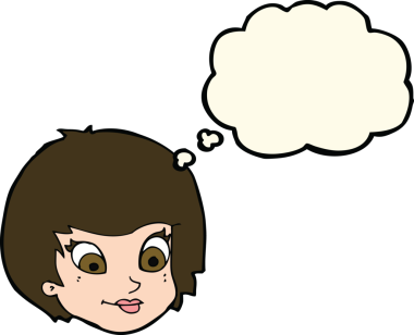 Bir insan tarafından çizilmiş düşünce baloncuklu kadın yüzü.