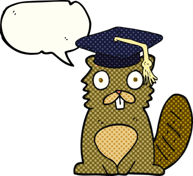 Bir insan tarafından çizilmiş karikatür balonu karikatür kunduzu mezuniyeti.