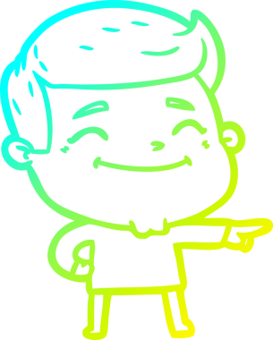 Bir insan tarafından çizilmiş mutlu bir çizgi film karakteri çizimi.