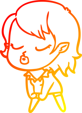 Bir insan tarafından çizilmiş sevimli bir vampir kız çizgi çizimi.