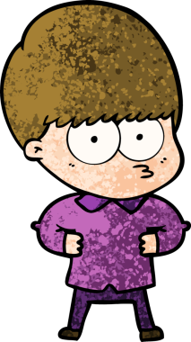 Bir insan tarafından çizilmiş tuhaf çizgi film çocuğu.