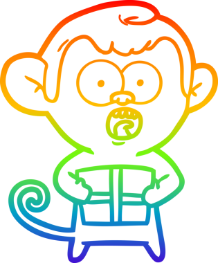 gökkuşağı gradyan çizgi çizimi bir insan tarafından çizilmiş bir maymun tarafından şok edildi