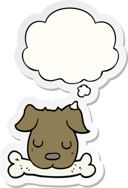 İnsan tarafından çizilmiş bir çıkartma gibi kemikli çizgi film köpeği.