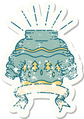 Bir insan tarafından çizilmiş dövme stili eski bir çıkartma.