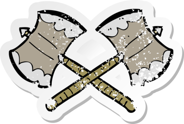 Bir insan tarafından çizilmiş çapraz baltaların gerilmiş yapıştırması.