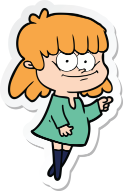 Bir insan tarafından çizilmiş gülümseyen bir karikatür çıkartması.