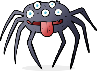 Bir insan tarafından çizilmiş iğrenç cadılar bayramı örümceği.