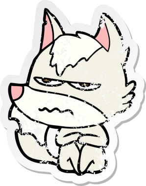 Bir insan tarafından çizilmiş kızgın bir kurdun sıkıntılı çıkartması.