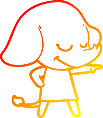 Bir insan tarafından çizilmiş gülümseyen bir filin sıcak çizgi çizimi