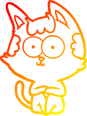 Bir insan tarafından çizilmiş mutlu çizgi film kedisinin sıcak çizgi çizgisi.