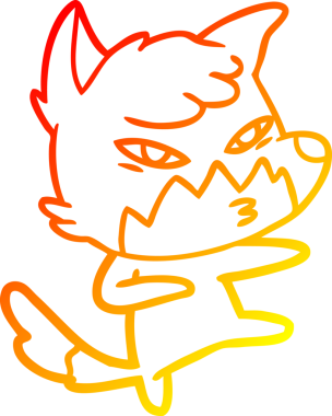 Bir insan tarafından çizilmiş akıllı bir tilkinin sıcak çizgi çizimi