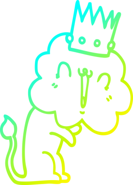 Bir insan tarafından çizilmiş tacı olan karikatür aslanı çizimi.