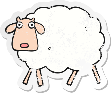 Bir insan tarafından çizilmiş karikatür bir koyunun sıkıntılı çıkartması.