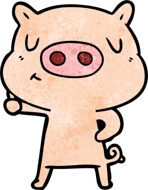 Bir insan tarafından çizilmiş çizgi film içerikli domuz.