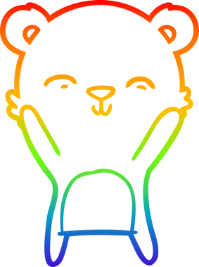 Bir insan tarafından çizilmiş mutlu bir kutup ayısının gökkuşağı gradyanı çizimi