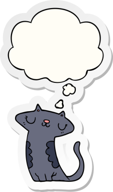 Düşünce baloncuklu çizgi film kedisi insan tarafından çizilmiş bir çıkartma.