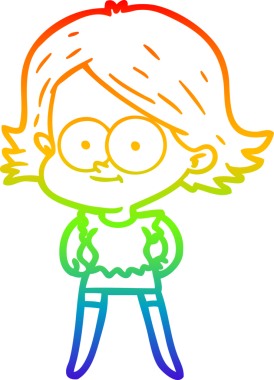 gökkuşağı gradyan çizimi mutlu bir çizgi film kızı bir insan tarafından çizildi