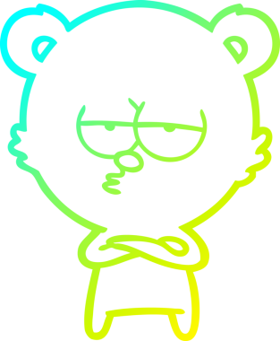 Sıkılmış bir ayı karikatürünün insan tarafından çizilmiş soğuk gradyan çizgisi