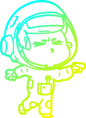 Bir insan tarafından çizilen soğuk gradyan çizgi çizimi stresli astronot