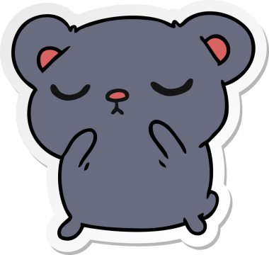 Bir insan tarafından çizilmiş şirin bir ayının serbest sticker karikatürü.