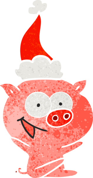 Neşeli domuz eli, insan tarafından çizilmiş eski bir Noel Baba şapkası.