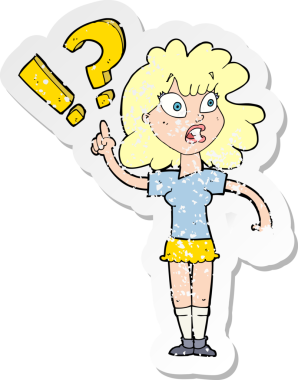 Bir insan tarafından çizilmiş bir karikatür kadının gerilimli çıkartması.