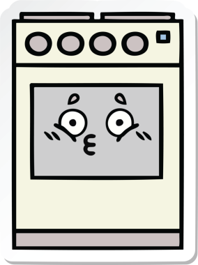 Bir insan tarafından çizilmiş şirin bir mutfak fırınının çıkartması.