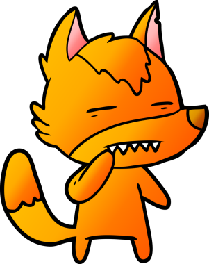 Bir insan tarafından çizilmiş tilki çizgi film karakteri