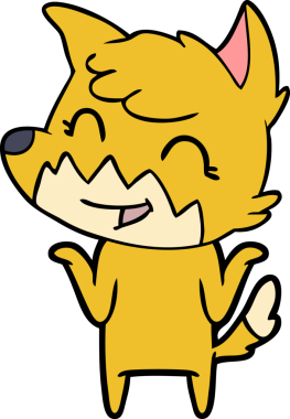 Bir insan tarafından çizilmiş mutlu çizgi film tilkisi.