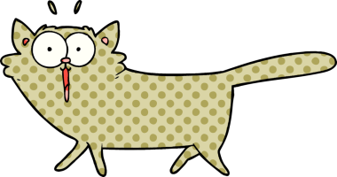 Bir insan tarafından çizilmiş çizgi film kedisi.