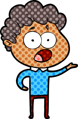 Bir insan tarafından çizilmiş bir karikatür adamı şaşkınlıkla nefes nefese kaldı.