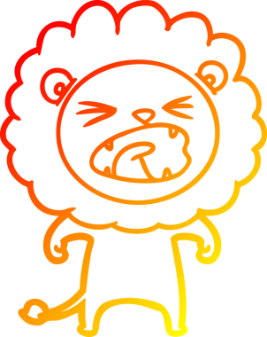 Bir insan tarafından çizilmiş kızgın bir aslanın sıcak çizgi çizimi.