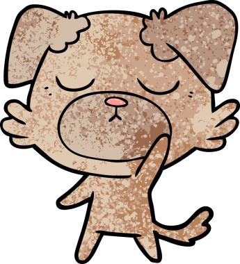 Bir insan tarafından çizilmiş şirin bir çizgi film köpeği.