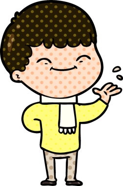 Bir insan tarafından çizilmiş mutlu çocuk çizgi filmi.