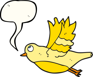 Bir insan tarafından çizilmiş serbest konuşma balonu çizgi film kuşu.